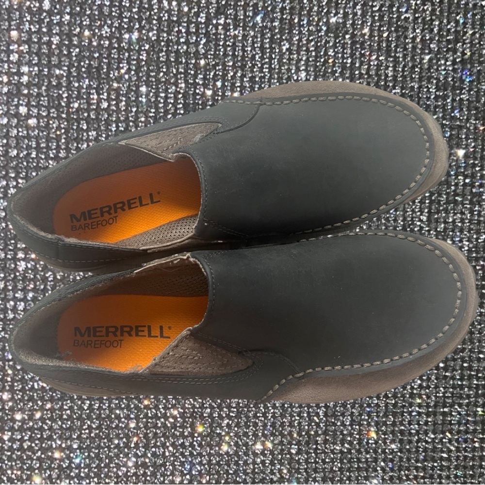 Merrell barefoot loafer slip on shoes outdoors vibram sole grippy outdoorsman